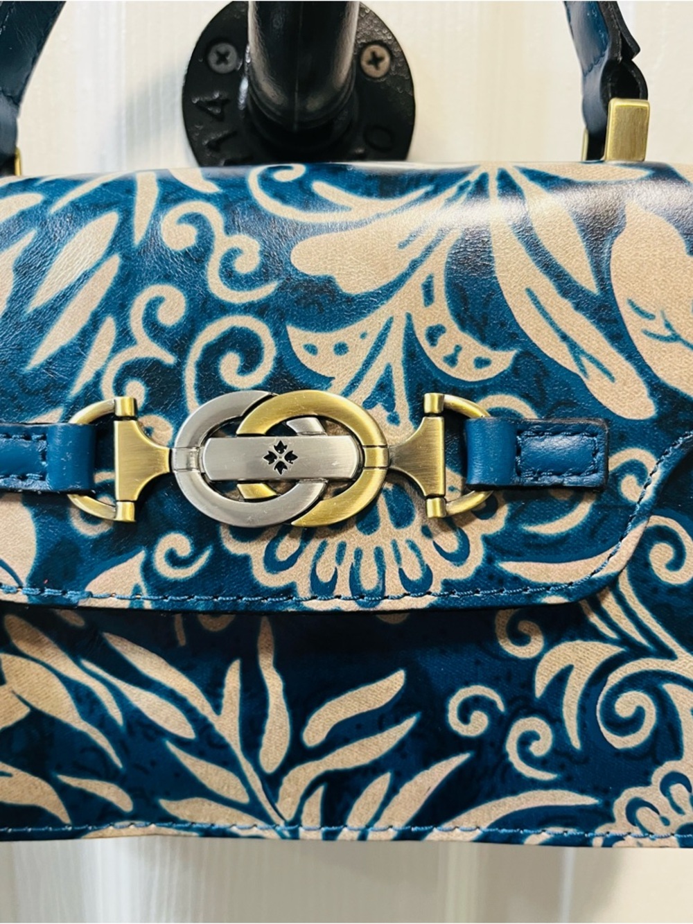Patricia Nash Greek Floral Print Leather Porcili Satchel/Crossbody NWT. - Picture 3 of 15